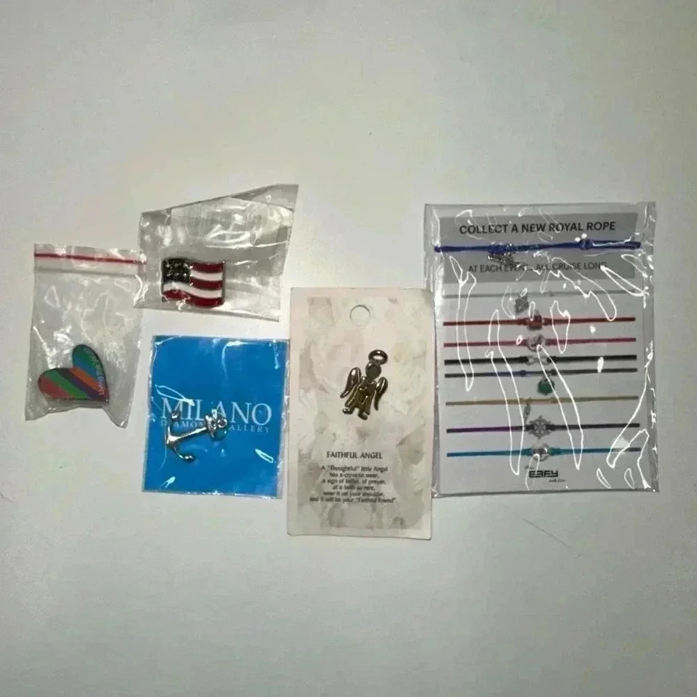 NEW! Lot of assorted pins, 1 charm, 1 bracelet